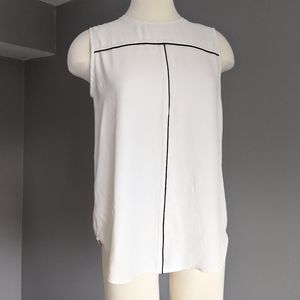 Loft Cream / off White & Black Blouse w Buttons